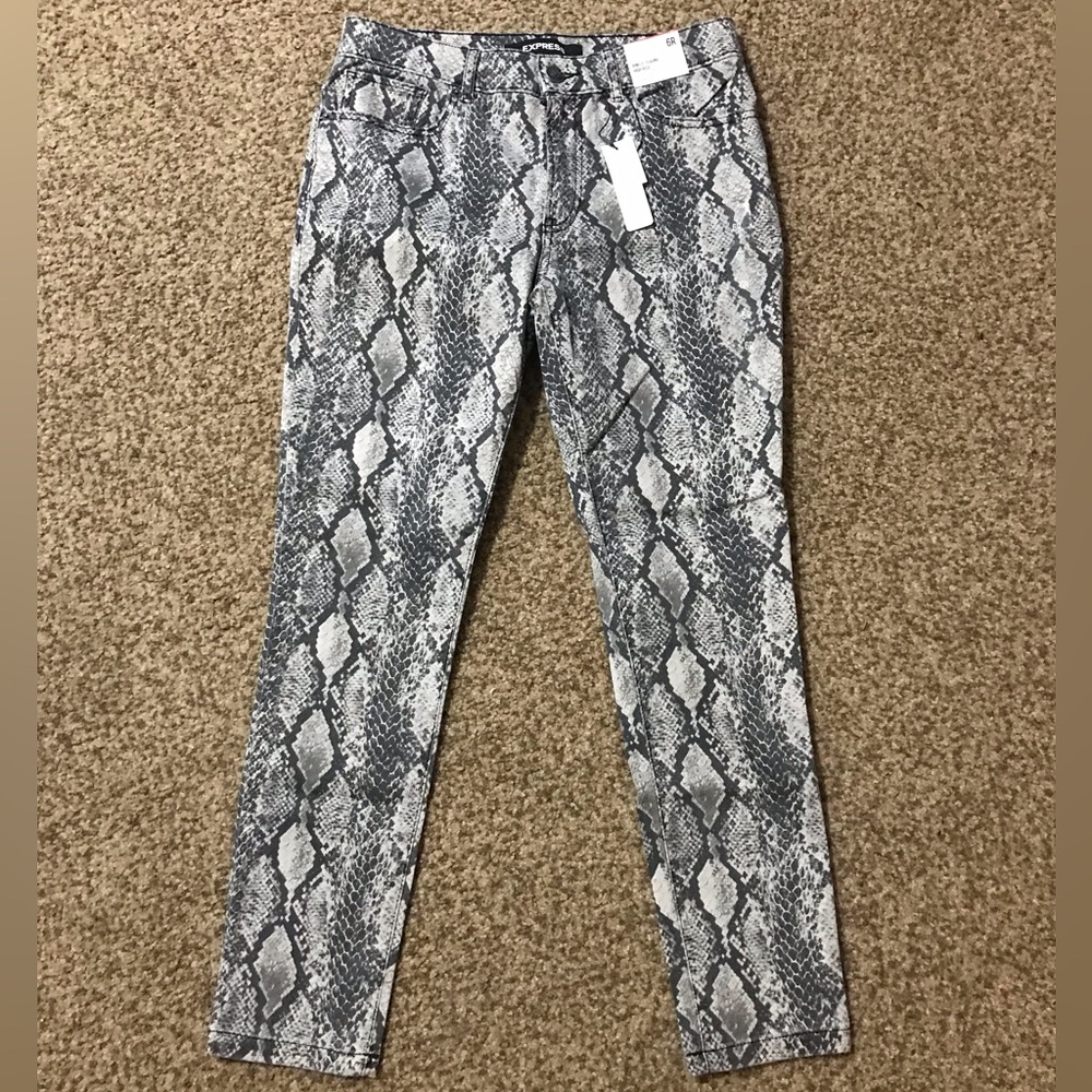 Express Snake Python Printed Ankle Skinny Fitted Jeans Sz 6 NWT